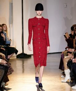 Self-portrait Red Melange Longline Knit Cardigan READY TO WEAR