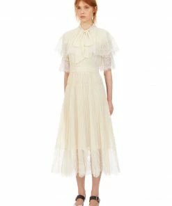 Self-portrait Cream Chiffon Tiered Midi Dress