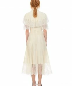 Self-portrait Cream Chiffon Tiered Midi Dress
