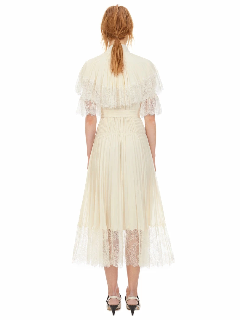 Self-portrait Cream Chiffon Tiered Midi Dress