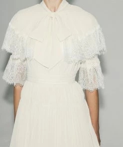 Self-portrait Cream Chiffon Tiered Midi Dress