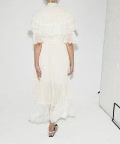 Self-portrait Cream Chiffon Tiered Midi Dress