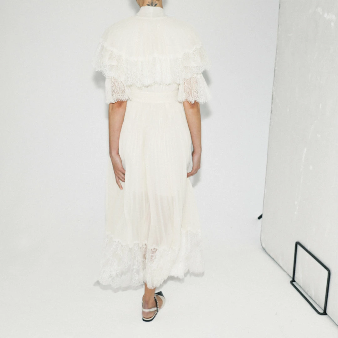 Self-portrait Cream Chiffon Tiered Midi Dress