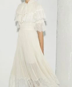 Self-portrait Cream Chiffon Tiered Midi Dress