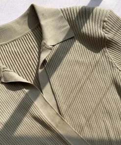 Self-portrait Mushroom Ribbed Knit Dress