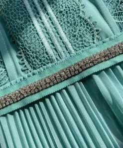 Self-portrait Sage Lace Trim Midi Dress READY TO WEAR