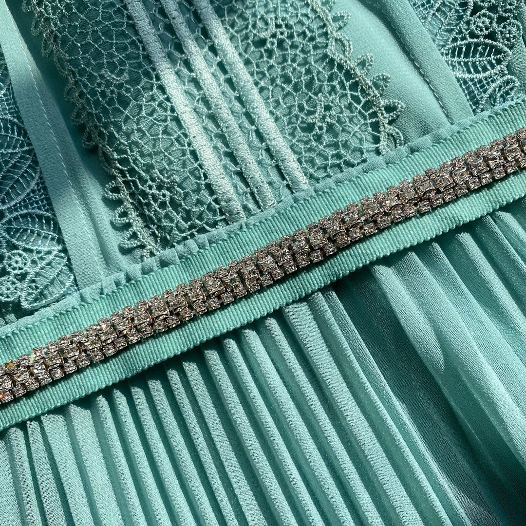 Self-portrait Sage Lace Trim Midi Dress READY TO WEAR
