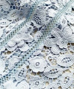 Self-portrait Powder Blue Guipure Lace Midi Dress