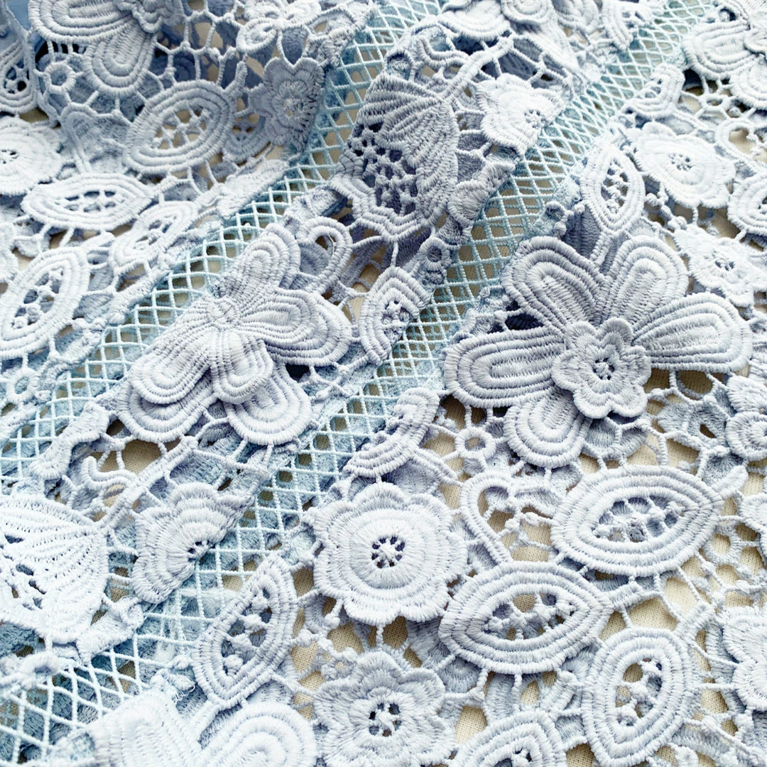 Self-portrait Powder Blue Guipure Lace Midi Dress