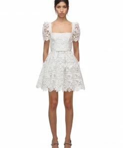 Self-portrait White Guipure Floral Lace Mini Dress
