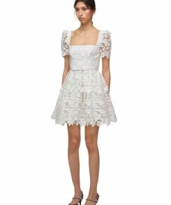 Self-portrait White Guipure Floral Lace Mini Dress