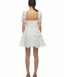 Self-portrait White Guipure Floral Lace Mini Dress