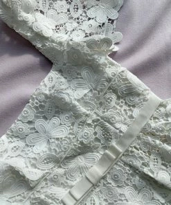 Self-portrait White Guipure Floral Lace Mini Dress