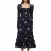 Self-portrait Navy Vintage Floral Midi Dress