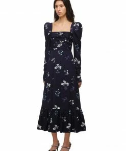 Self-portrait Navy Vintage Floral Midi Dress