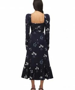 Self-portrait Navy Vintage Floral Midi Dress