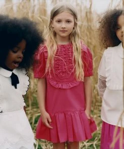 Self-portrait KIDS Pink Cotton Lace-Bib Mini Dress