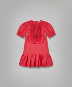 Self-portrait KIDS Pink Cotton Lace-Bib Mini Dress