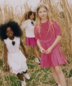 Self-portrait KIDS Pink Cotton Lace-Bib Mini Dress