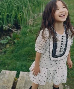 Self-portrait KIDS Hibiscus Flower Lace-Bib Mini Dress