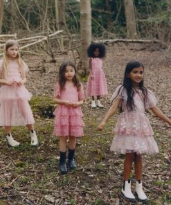 Self-portrait KIDS Pink Guipure Circle Lace Mini Dress