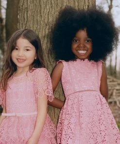 Self-portrait KIDS Pink Guipure Circle Lace Mini Dress