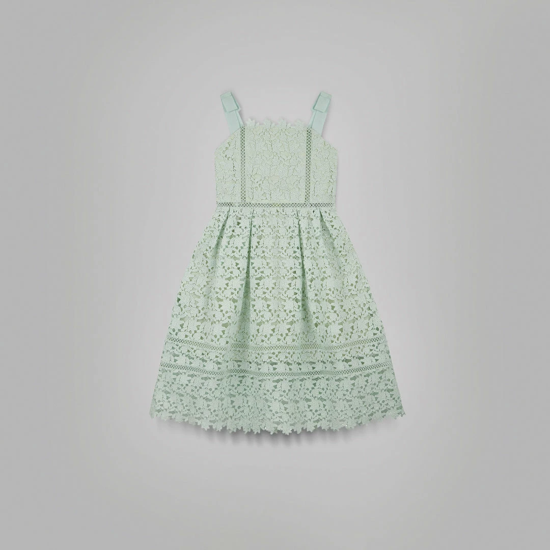 Self-portrait KIDS Mint Azaelea Bow Detail Midi Dress