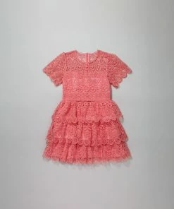 Self-portrait KIDS Pink Guipure Circle Lace Mini Dress
