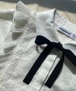 Self-portrait White Cotton Poplin Ruffle Shirt