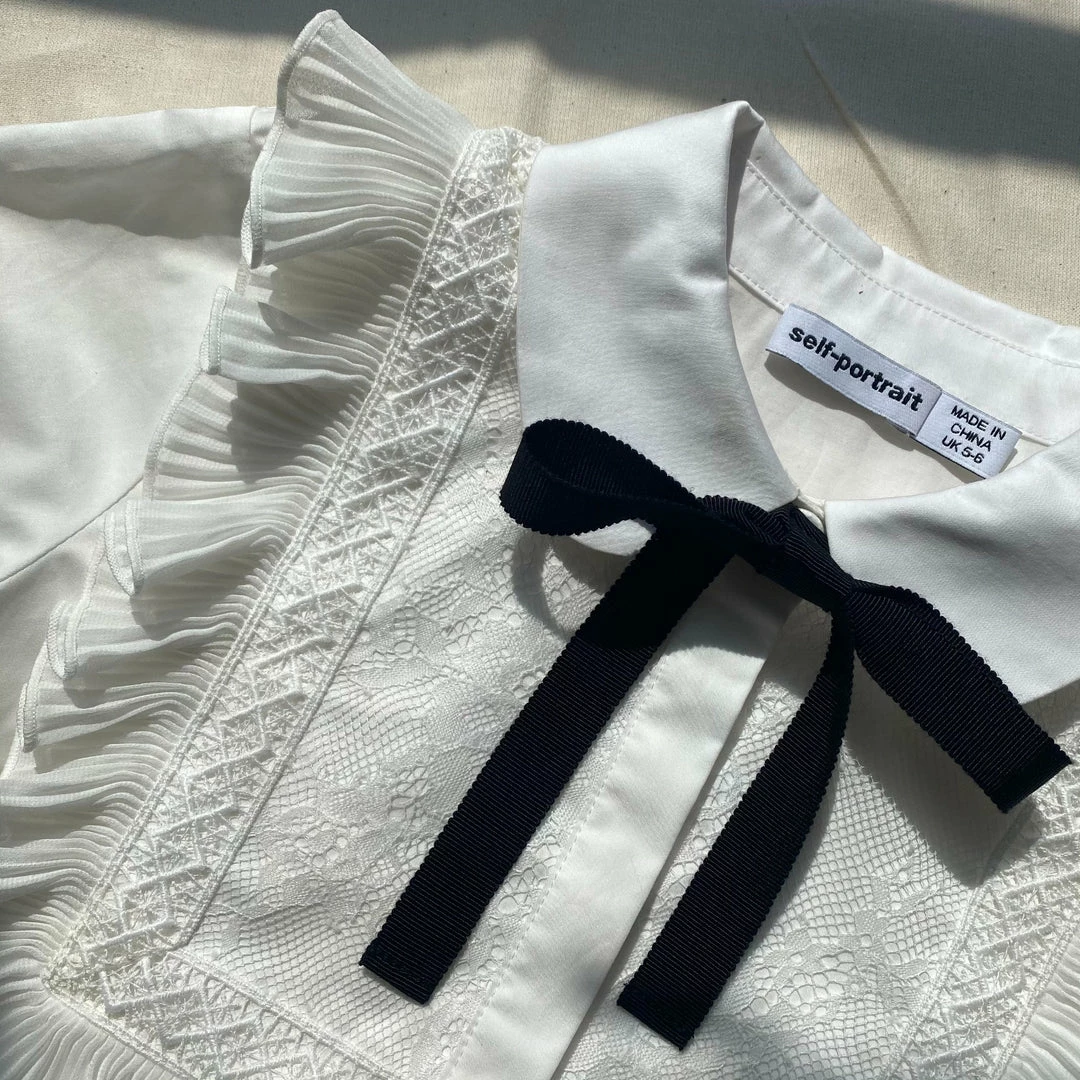 Self-portrait White Cotton Poplin Ruffle Shirt