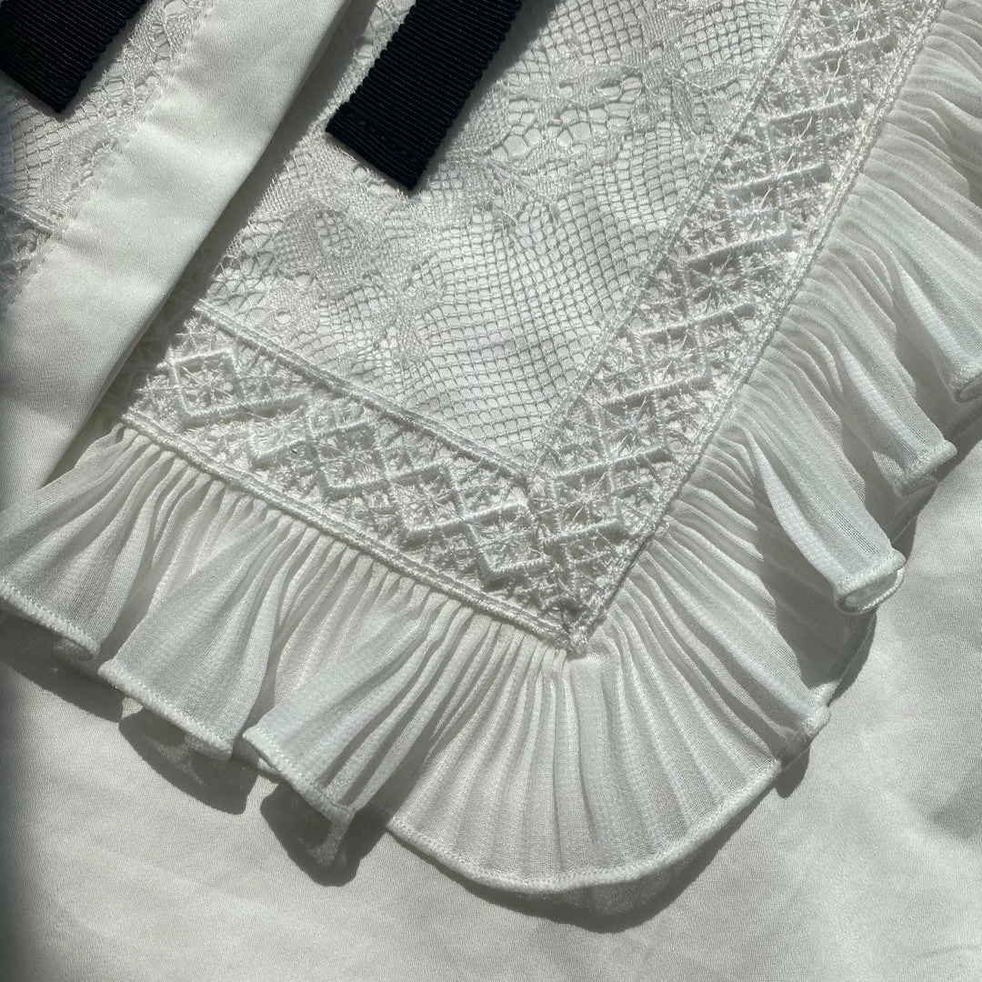 Self-portrait White Cotton Poplin Ruffle Shirt