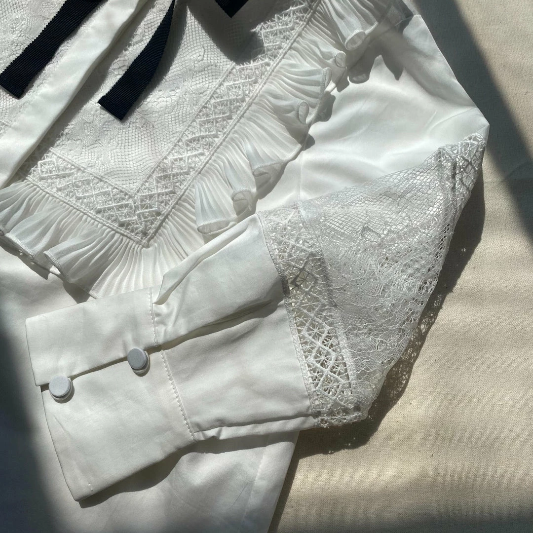 Self-portrait White Cotton Poplin Ruffle Shirt