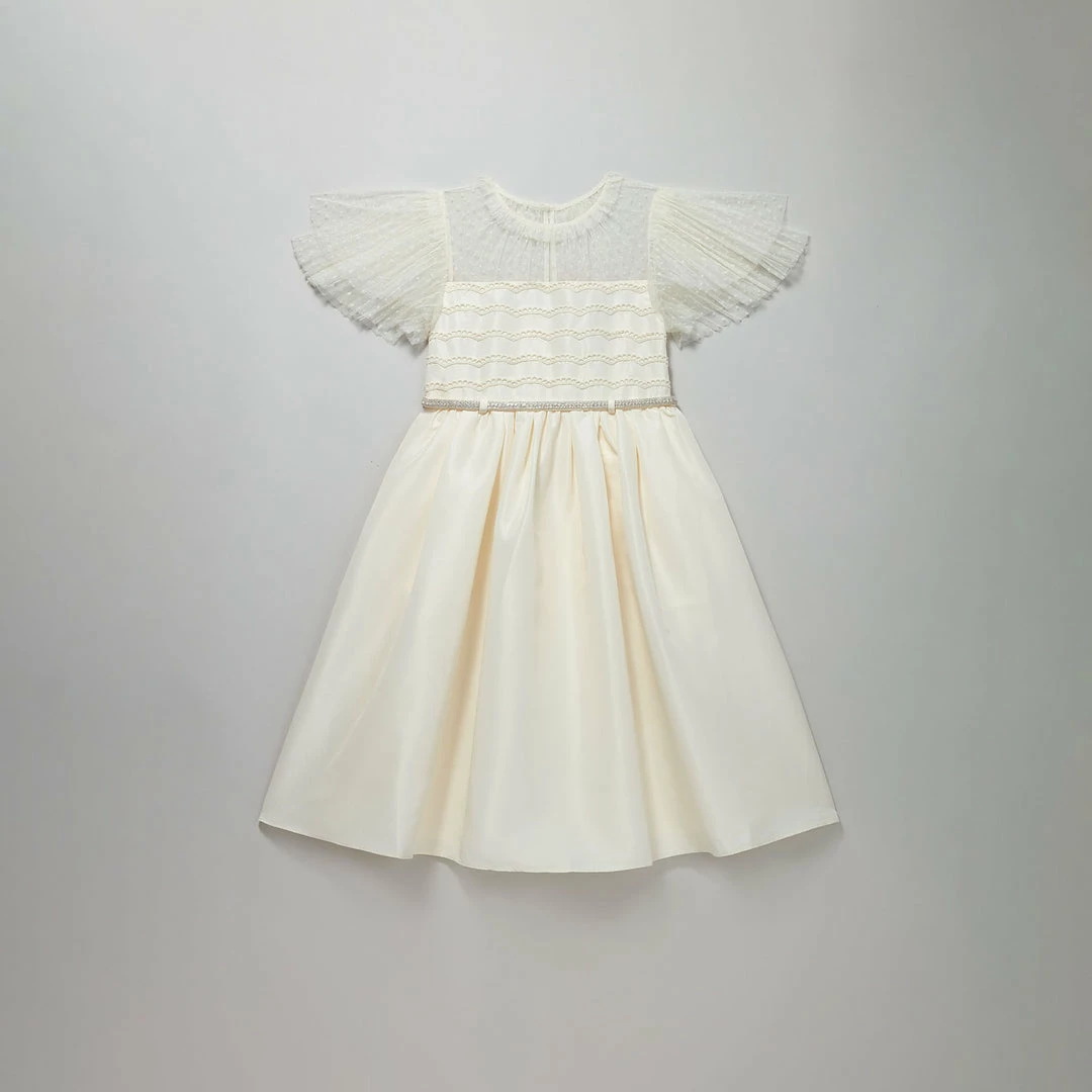 Self-portrait Ivory Dot Mesh Taffeta Midi Dress KIDS