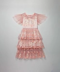 Self-portrait KIDS Pink Flower Sequin Midi Dress
