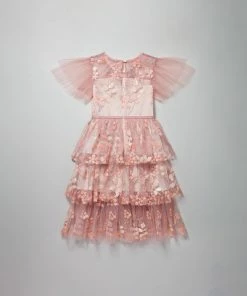 Self-portrait KIDS Pink Flower Sequin Midi Dress