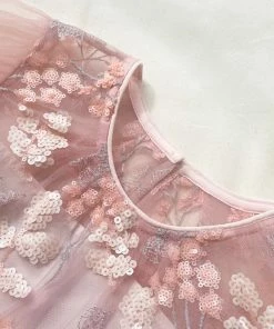 Self-portrait KIDS Pink Flower Sequin Midi Dress