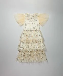 Self-portrait Ivory Star Mesh Midi Dress KIDS