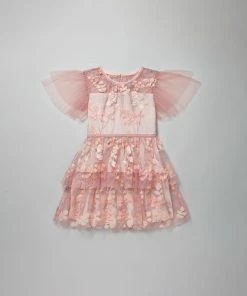 Self-portrait KIDS Pink Flower Mesh Mini Dress