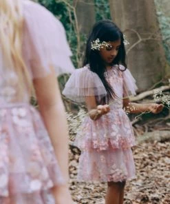 Self-portrait KIDS Pink Flower Mesh Mini Dress