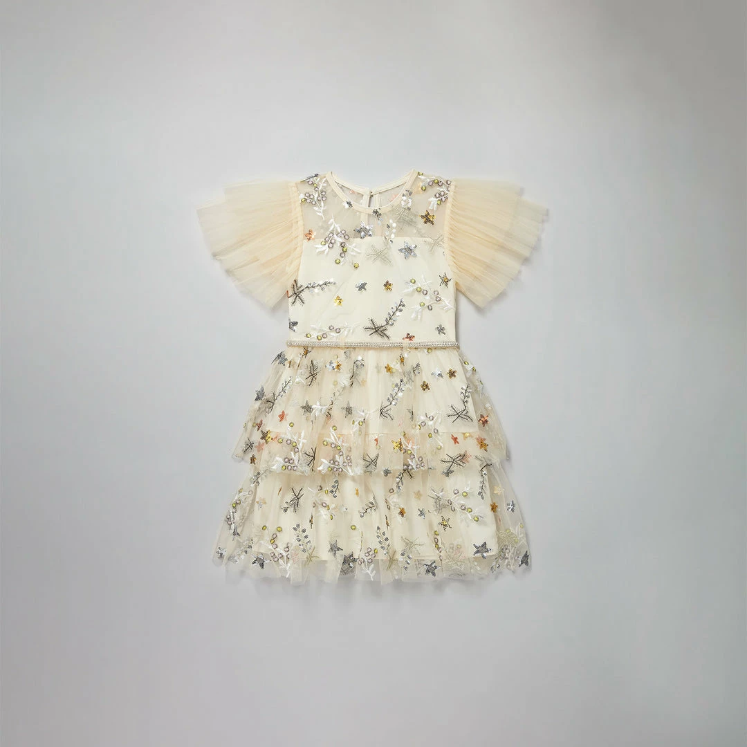 Self-portrait KIDS Ivory Star Mesh Mini Dress