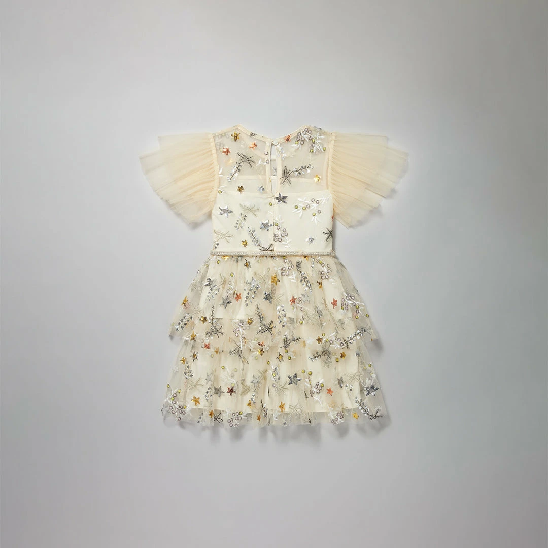 Self-portrait KIDS Ivory Star Mesh Mini Dress