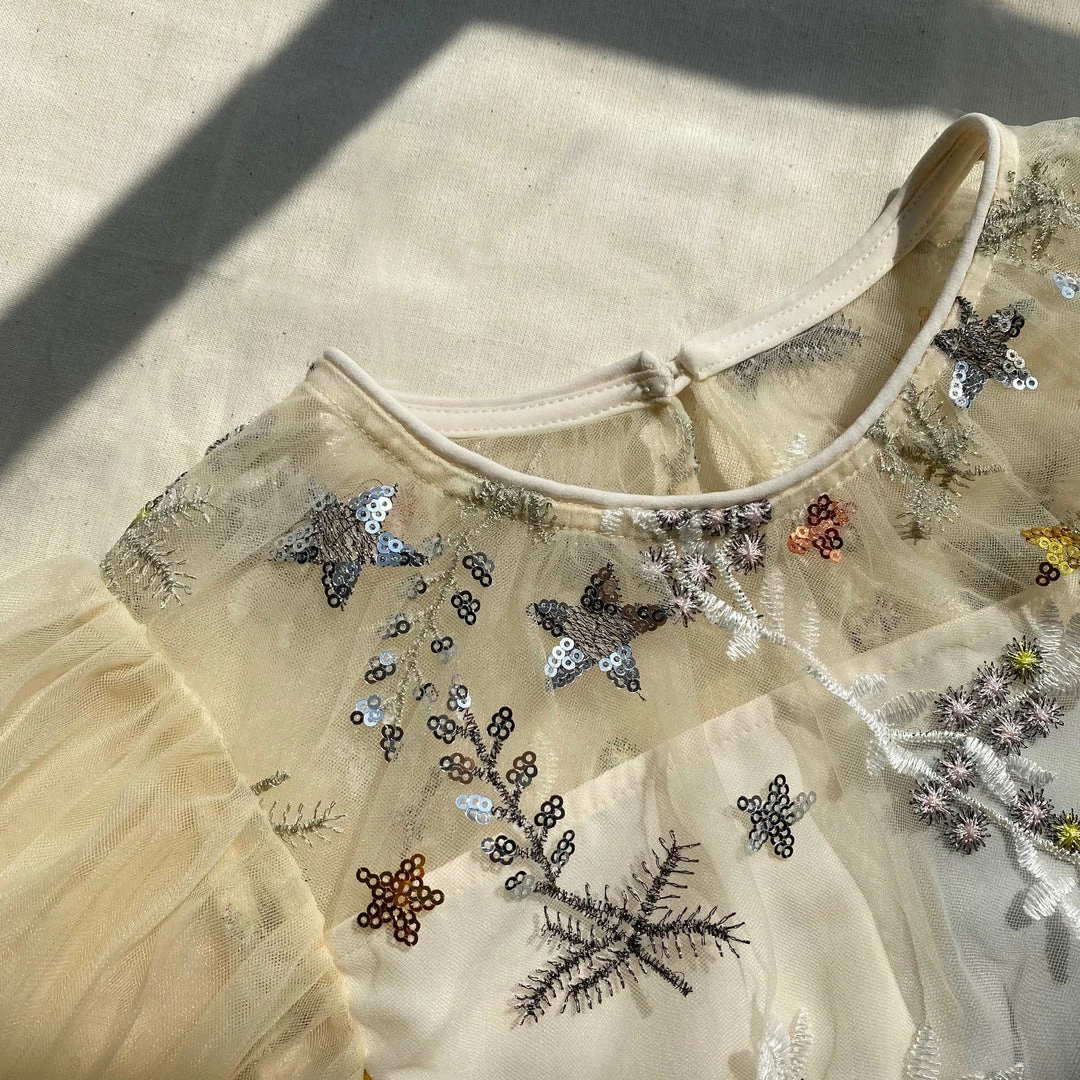 Self-portrait KIDS Ivory Star Mesh Mini Dress