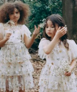 Self-portrait KIDS Ivory Star Mesh Mini Dress