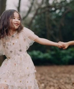 Self-portrait KIDS Ivory Star Mesh Mini Dress