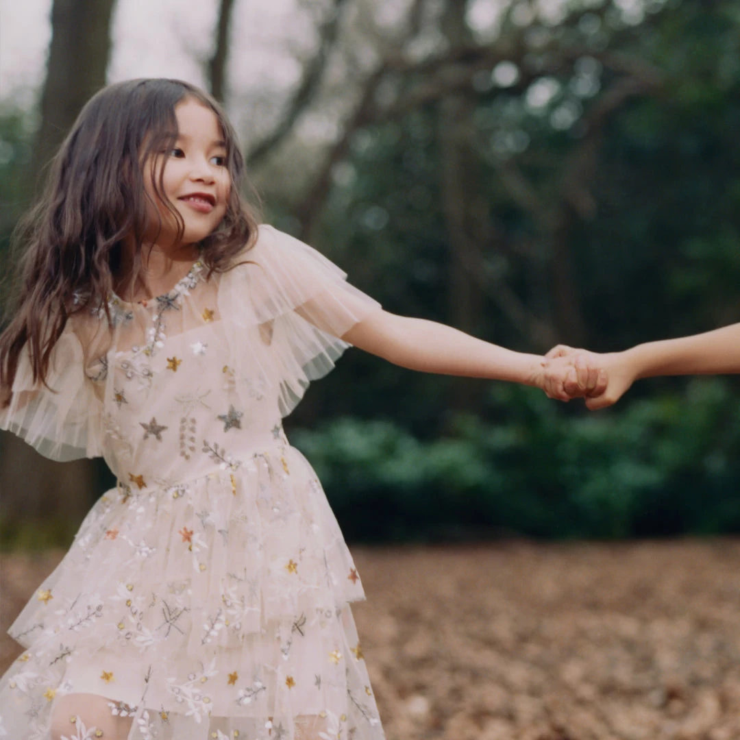 Self-portrait KIDS Ivory Star Mesh Mini Dress