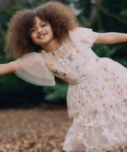 Self-portrait KIDS Ivory Star Mesh Mini Dress