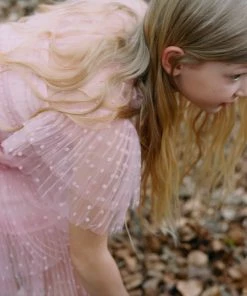 Self-portrait Light Pink Dot Mesh Midi Dress