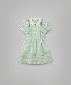 Self-portrait Mint Heart Lace Mini Dress KIDS