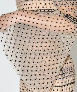 Self-portrait Shirred Polka Dot Midi Dress READY TO WEAR