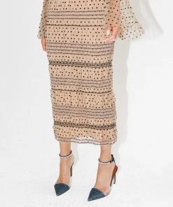 Self-portrait Shirred Polka Dot Midi Dress READY TO WEAR